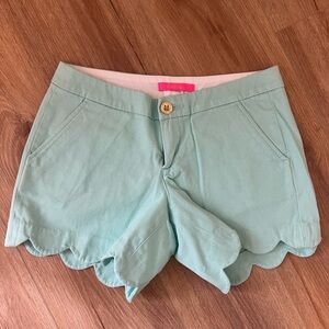 Lilly Pulitzer Buttercup Scalloped High Waisted Shorts in Mint Green
